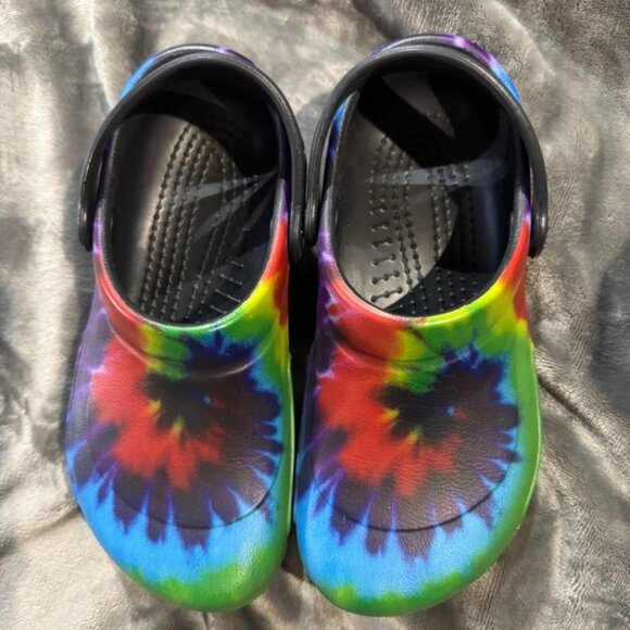 Crocs Bistro Kids Woman Man Unisex Tie Dye Slip On Clogs Sandals Rainbow Woman 6 - Picture 9 of 12